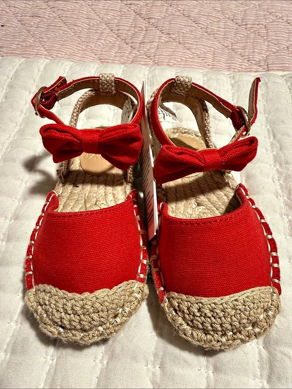 Jan​​ie and Jack Espadrille Sandals Girls - Size 4 -Red Bow NWT